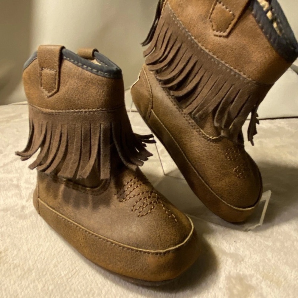 Baby Buckets Boots by Blazin Roxx Tan/Pink Girls Infants Fringe Boots